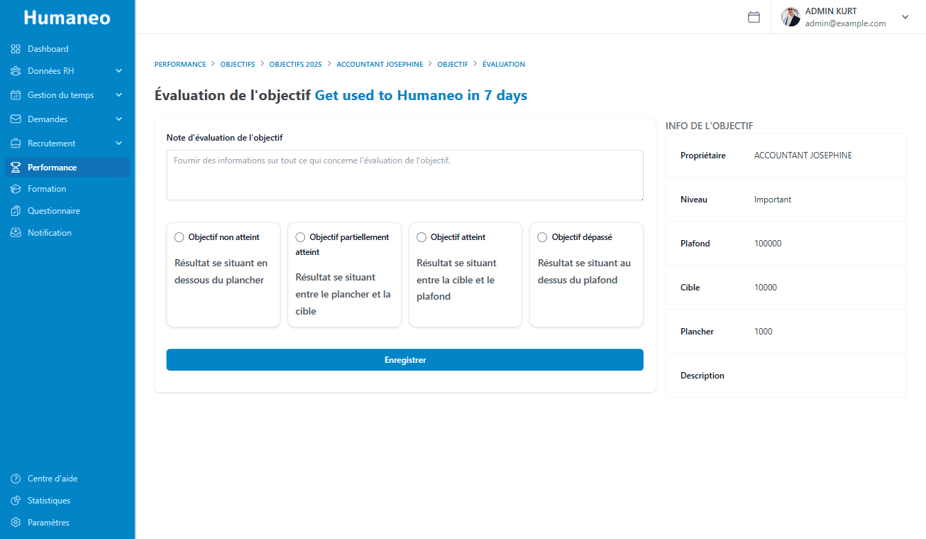 Évaluation des Objectifs