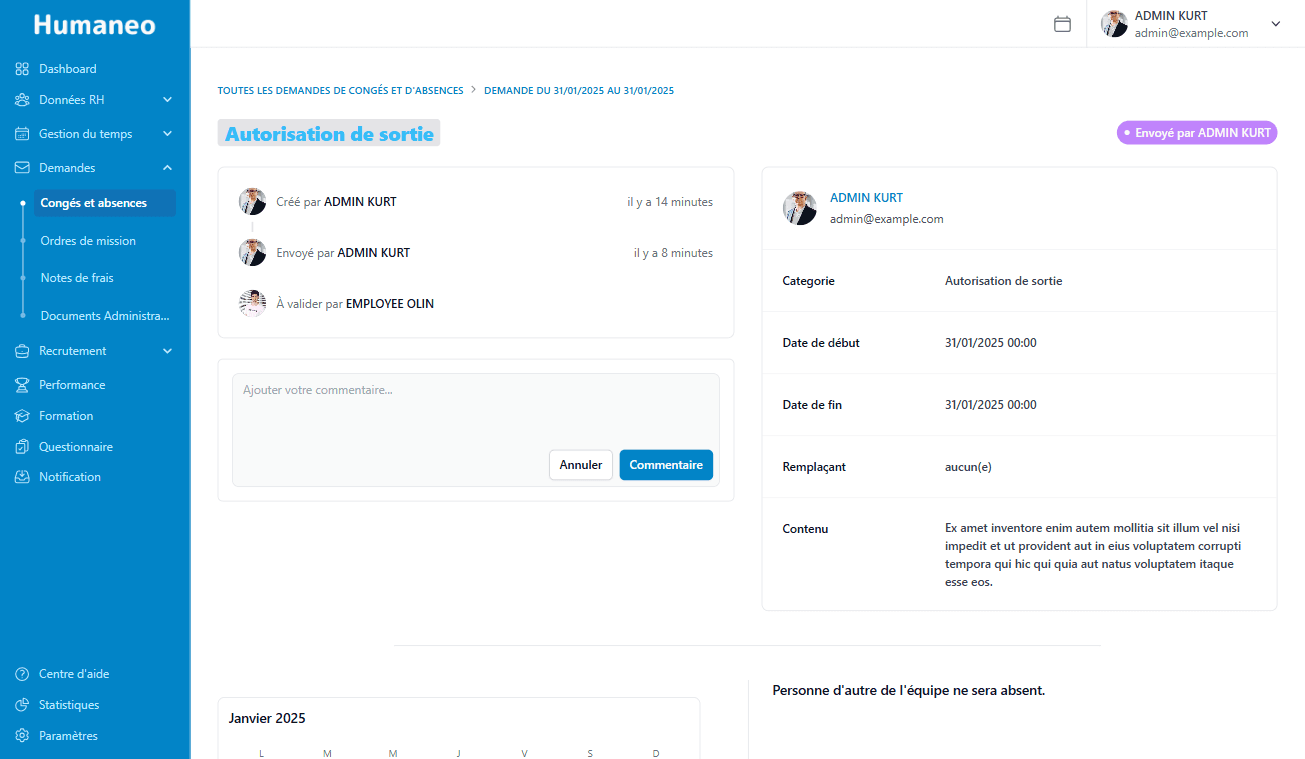 Demandes de congés et d'absence