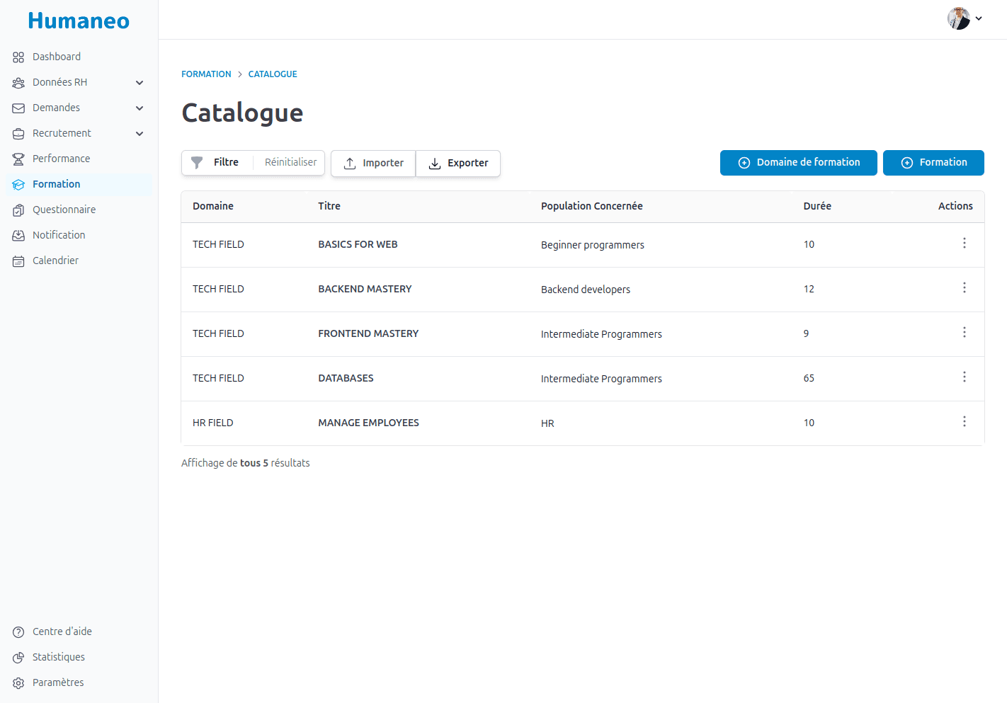 Catalogue de formation