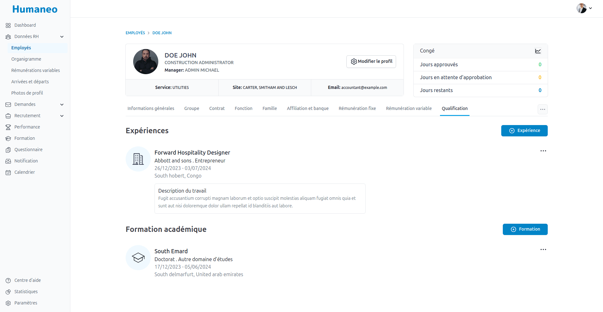 Qualifications et compétences